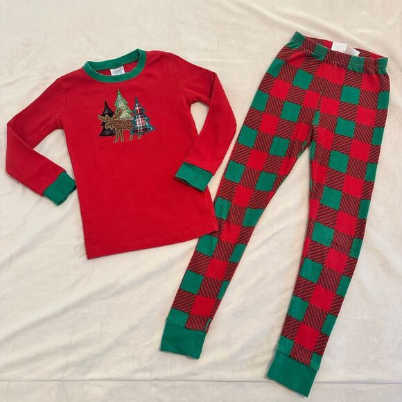 Embroidered Christmas Moose Pajamas Size 5/6 - Picture 2 of 9